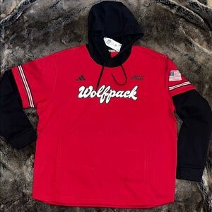 adidas Wolfpack NC State ACC Hoodie  2XL Mens Red fleece sweatshirt XXL NWT $120